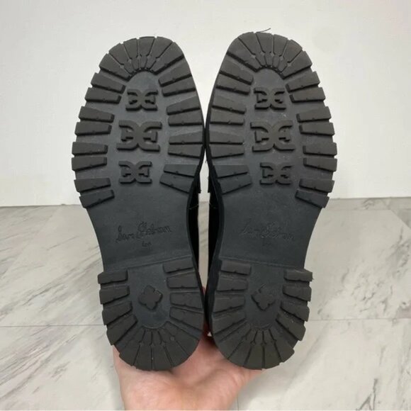 Sam Edelman Laurs Lug Sole Black Faux Leather Loafer 6 1/2 M - Picture 7 of 8